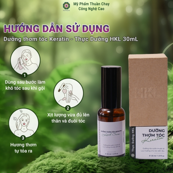 Dưỡng Thơm Tóc Keratin - Tinh Dầu Linh Sam Thực Dưỡng HKL 30ml
