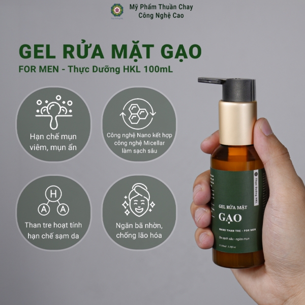 Gel rửa mặt Gạo For Men - Thực Dưỡng HKL 100ml