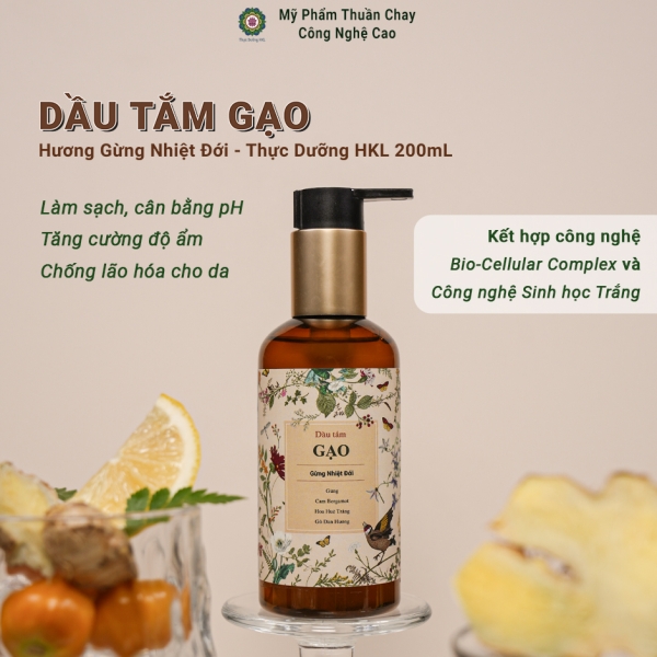 Dầu tắm Gạo - Gừng Nhiệt Đới Thực Dưỡng HKL