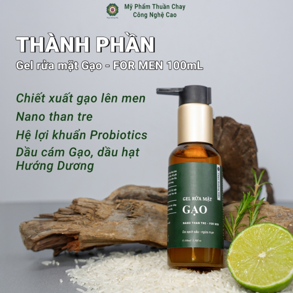 Gel rửa mặt Gạo For Men - Thực Dưỡng HKL 100ml