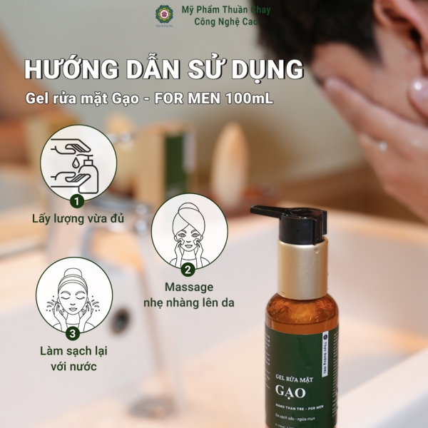 Gel rửa mặt Gạo For Men - Thực Dưỡng HKL 100ml