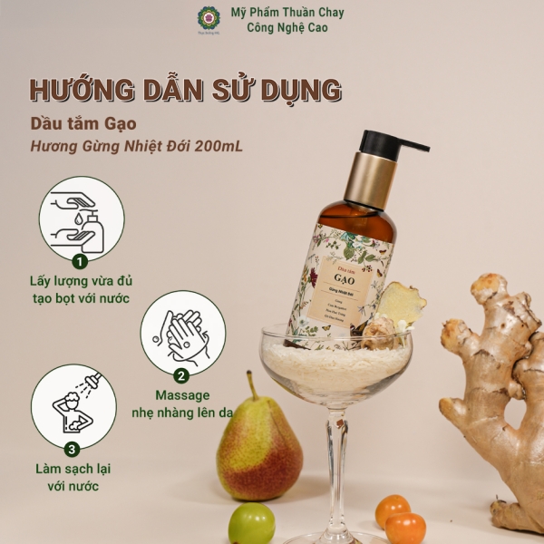 Dầu tắm Gạo - Gừng Nhiệt Đới Thực Dưỡng HKL