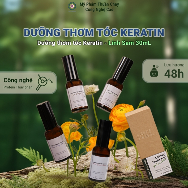 Dưỡng Thơm Tóc Keratin - Tinh Dầu Linh Sam Thực Dưỡng HKL 30ml